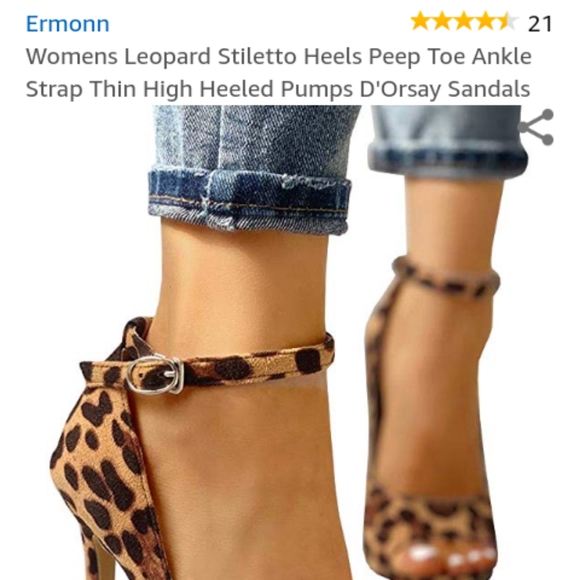 Leopard print stilettos w/ ankle strap - Picture 4 of 4